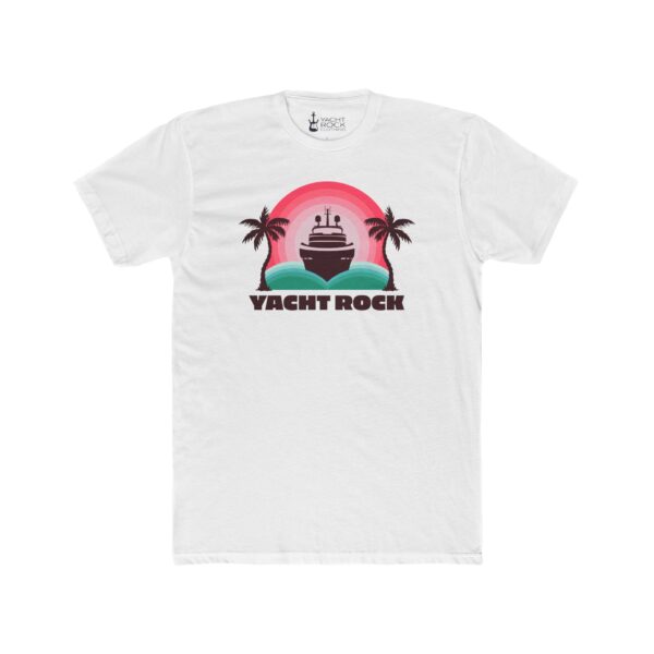 Pink and Palms - Men’s Cotton Crew Tee - Image 2